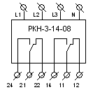 Схема подключения реле напряжения РКН-3-14-08